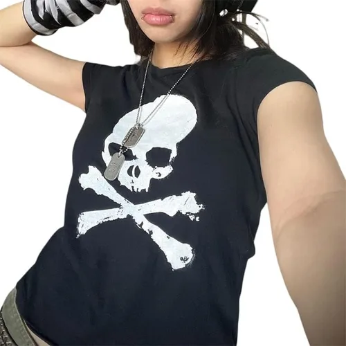 Vista 3 de Camiseta de manga corta Harajuku con estampado gráfico de dibujos animados Y2K para mujer