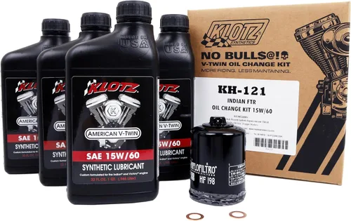 Vista 4 de Kit de cambio de aceite de motor Klotz de 4 cuartos de galón 20W/50 sintético para Evolution Big Twin 1984-1999 - Kit básico
