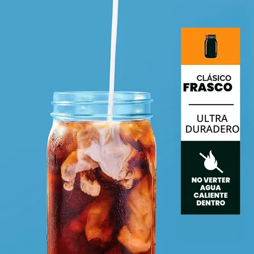 Vista 3 de County Line Kitchen Jarra de Vidrio Tipo Mason con Tapa - Boca Ancha, 2 Cuartos de Galón (64 oz) - Resistente, A Prueba de Fugas - Jarra para Té
