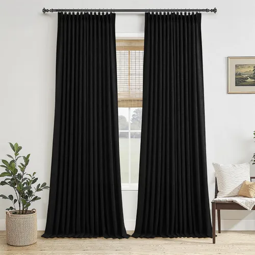 Vista 18 de Jowels Cortinas de lino plisadas naturales con memoria de 96 pulgadas