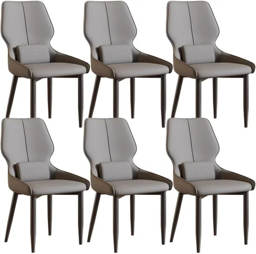 Vista 19 de YVYKFZD Juego de sillas de comedor de cuero, sillas de comedor con patas de metal, sillas de cocina tapizadas, silla minimalista sin brazos
