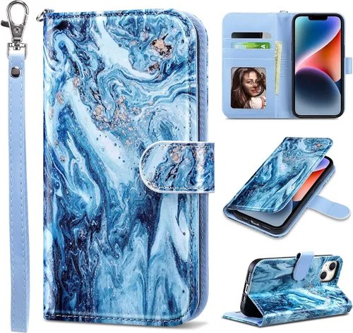 Vista 13 de ULAK Compatible con iPhone 14 Funda Cartera para Mujeres, Cubierta Plegable de Cuero PU Premium con Portador de Tarjetas, Función de Soporte Funda