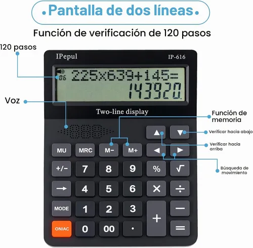 Vista 2 de Calculadora de escritorio, calculadoras básicas de escritorio iPepul con botones grandes y pantalla de 2 líneas, calculadora simple de 4 funciones