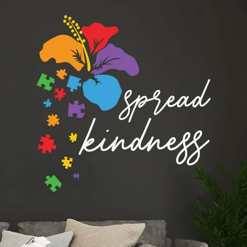 Vista 3 de Difundir bondad autismo flores pegatinas de la pared de conciencia del autismo adhesivo para la pared autista apoyo rompecabezas piezas pegatinas