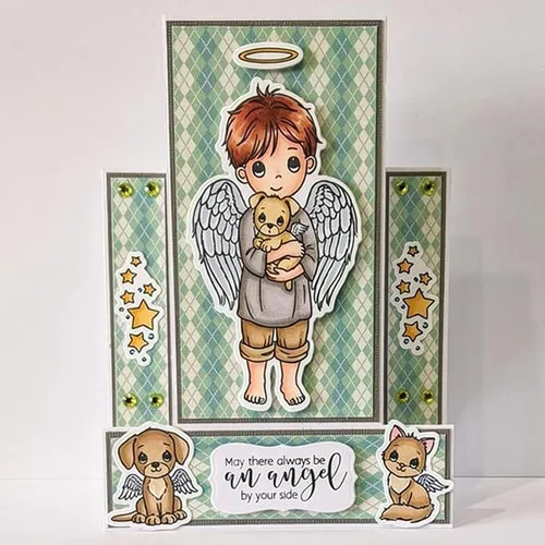 Vista 7 de Juego de sellos y troqueles transparentes de ángel para hacer tarjetas, plantillas de corte para álbumes de recortes, álbum de fotos, papel