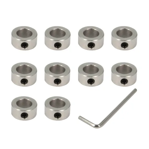 Vista 6 de 10 piezas de collar de bloqueo de eje de 0.197 in Collar de bloqueo de eje T5 Anillo de bloqueo de tornillo de plomo para piezas CNC (0.197 in-Plata)