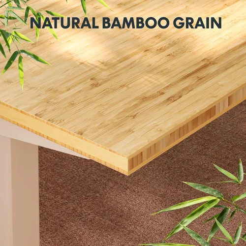 Vista 5 de FLEXISPOT Escritorio de pie de bambú sólido, escritorio de bambú real de 48 x 24 pulgadas con grano natural, estación de trabajo duradera