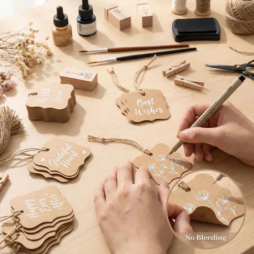 Vista 4 de SallyFashion 150 unidades de etiquetas de regalo marrones «gracias» con cuerda, etiquetas de papel de 2 x 3 pulgadas para regalos de fiesta, bodas