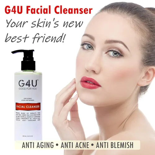 Vista 5 de G4U Limpiador facial facial para mujeres y hombres. Para grasa, seca, sensible, normal, todo tipo de piel. Planta natural a base de vitamina C.