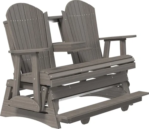 Vista 6 de LuxCraft Adirondack Balcony Glider - 5 pies con consola desplegable (Aruba en negro)