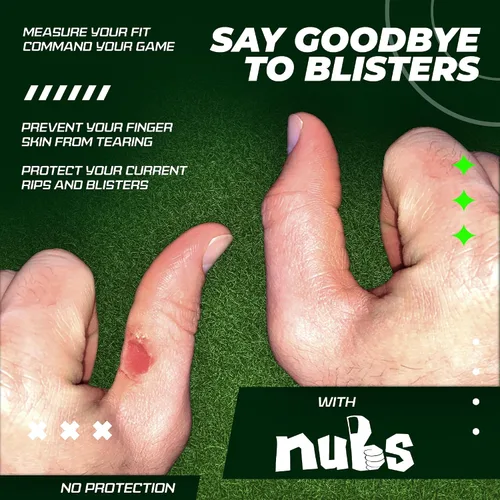 Vista 8 de JerkFit NUBS - Caddies para dedos (par) – Mangas duraderas para pulgar y dedos para evitar ampollas de golf, guantes de golf cómodos y cinta Negro
