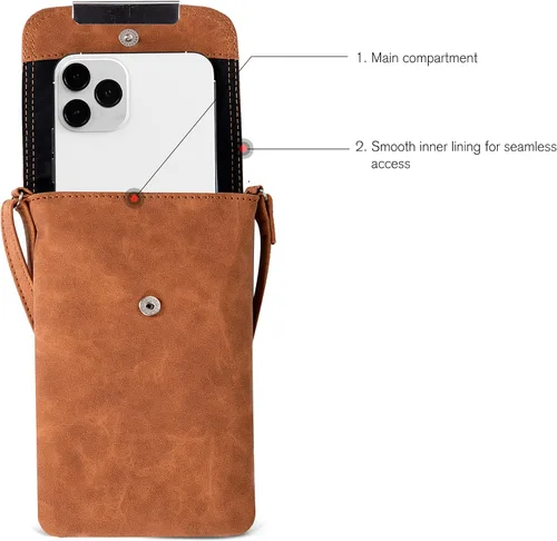 Vista 2 de Bolsos cruzados pequeños de cuero real para teléfono celular para mujer, bolso bandolera con soporte para tarjeta de crédito, bolso de hombro