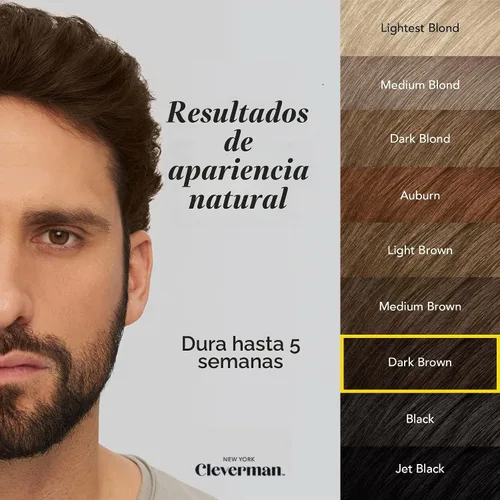 Vista 2 de Cleverman Tinte reutilizable para cabello y barba para hombres, marrón oscuro