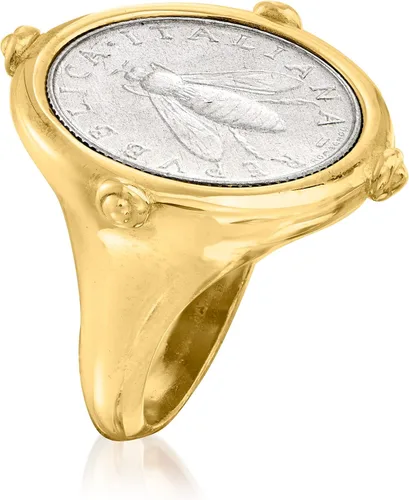 Vista 3 de Ross-Simons Italian 18kt Gold Over Sterling Genuine Bumblebee 2-Lira Coin Ring