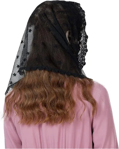 Vista 5 de BEAUTELICATE Easter Catholic Mantilla Chapel Veil Latin Mass Halloween Church Cathedral Lace Head Covering