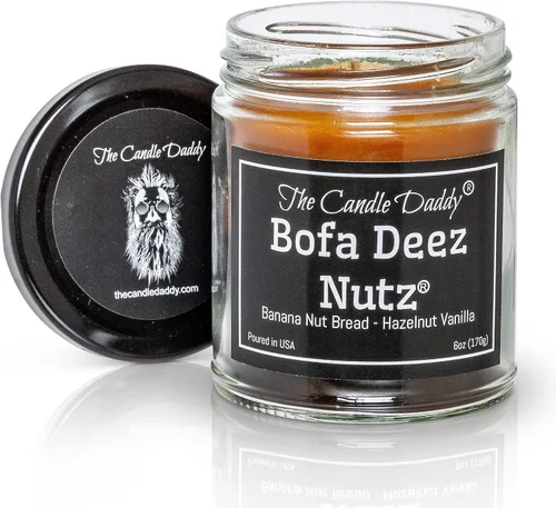 Vista 7 de Bofa Deez Nutz - Divertido - Pan de nuez de plátano y avellana vainilla - Vela perfumada - Doble vertido - 6 onzas - 40 horas de tiempo de combustión