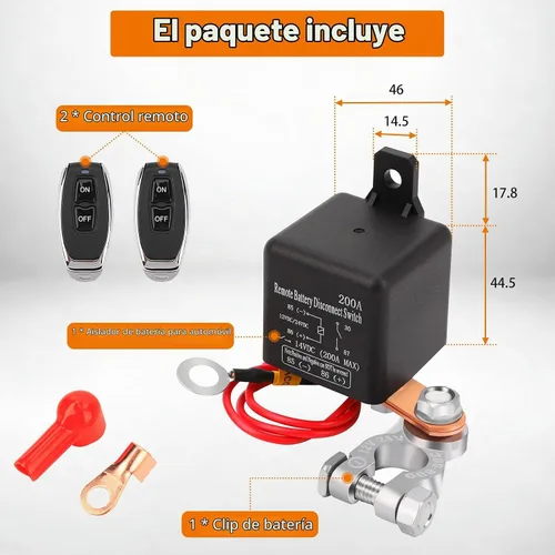 Vista 3 de Interruptor de Desconexión Remota de Batería de 12V, Interruptor de Corte de Batería para Automóvil, Control Remoto Mejorado de 200A, Interruptor