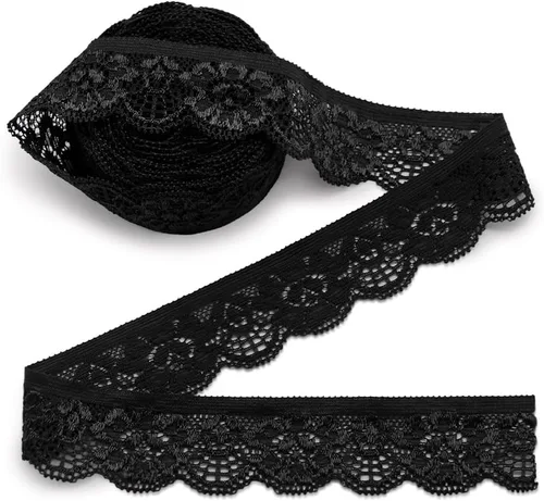 Vista 8 de SEMINI Cinta elástica de encaje de 1 pulgada de ancho para costura, manualidades, boda, fiesta, decoración, ropa (beige)