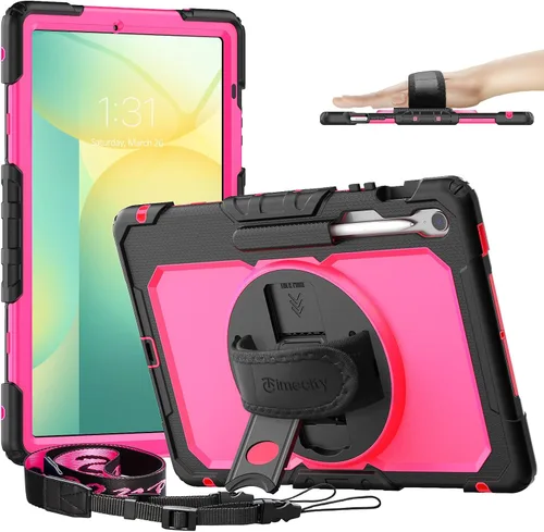 Vista 16 de Timecity - Funda protectora resistente para Samsung Galaxy Tab S10 Lite, S10 FE, S9 FE 5G, S9, 10.9 y 11 pulgadas, con protector de pantalla, Negro