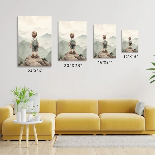 Vista 5 de Decoración de pared para cuarto de bebé, decoración de habitación de niño y aventura, arte de pared de montaña en acuarela para niños, decoración