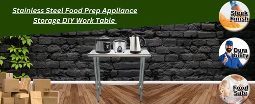 Vista 8 de Mesa de Trabajo de Acero Inoxidable con Base Abierta de 24" x 14" – Mesa Comercial Compacta Certificada NSF con Patas Galvanizadas para Cocinas