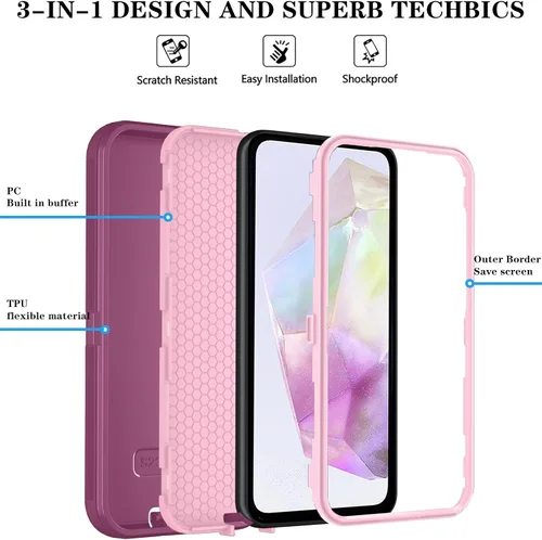 Vista 25 de ONOLA Funda compatible con Samsung Galaxy S24 Ultra con protector de pantalla HD, resistente a los golpes y a las caídas, funda de 3 capas