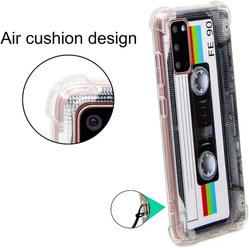 Vista 3 de FAteamll Funda para Galaxy S20 con esquinas reforzadas TPU suave parachoques retro cassette cinta caso compatible con Samsung Galaxy S20