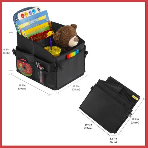 Vista 8 de CASHINE Organizador plegable para asiento de automóvil, caja de almacenamiento de tela Oxford para asiento trasero, organizador de asiento delantero