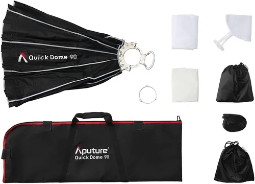 Vista 6 de Aputure Quick Dome 90 Softbox Bowens Mount Diseño de liberación rápida para luz de estudio con bolsa de transporte Aputure Strom 400x 700x 1200x LS