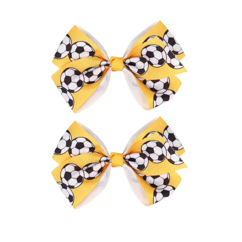 Vista 12 de Pinzas para el pelo de fútbol, cinta de fútbol, accesorios para el cabello para niñas, pinzas para el cabello de fútbol, 2 unidades, color negro