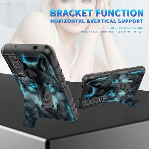 Vista 240 de Funda para AT&T Maestro Max 2021/Cricket Ovation 2 con protector de pantalla de vidrio templado, funda resistente con función atril integrada