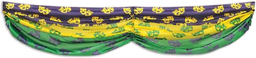 Vista 9 de Banderines de tela Mardi Gras (dorado-amarillo, verde, púrpura) Accesorio de fiesta (1 unidad) (1/paquete)