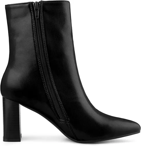 Vista 7 de Allegra K Botines de tacón grueso con punta puntiaguda para mujer