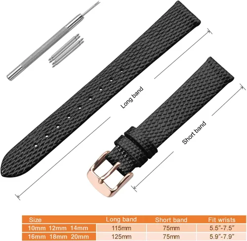 Vista 5 de ANNEFIT Correa de reloj de cuero para mujer, 0.394 in, 0.472 in, 0.512 in, 0.551 in, 0.591 in, 0.630 in, 0.709 in, 0.787 in, correa de repuesto