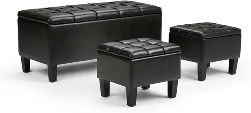 Vista 14 de SIMPLIHOME Gabbie - Otomana de almacenamiento de piel vegana de 36 pulgadas de ancho, color marrón