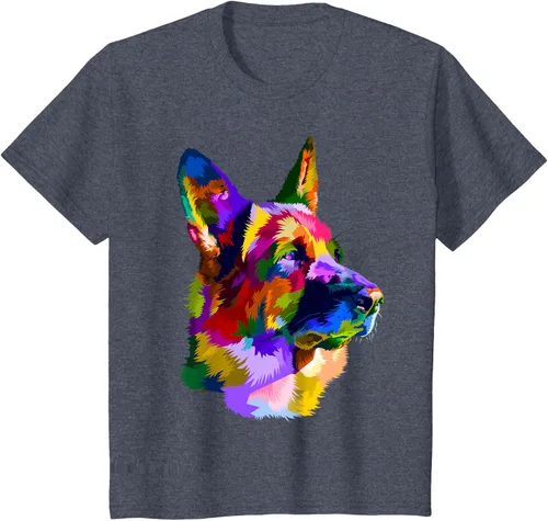 Vista 98 de Camiseta con retrato de pastor alemán para dueños de perros, Negro, S
