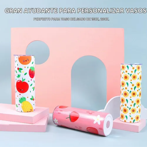 Vista 6 de HTVRONT Envoltura Retráctil para Vasos de Sublimación 5X10 Pulgadas - 100 Piezas Fundas de Envoltura Retráctil para Sublimación, Película de 100PCS