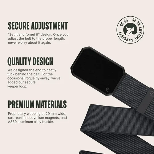 Vista 2 de Groove Life - Cinturón de nailon elástico para hombre con hebilla magnética de aluminio