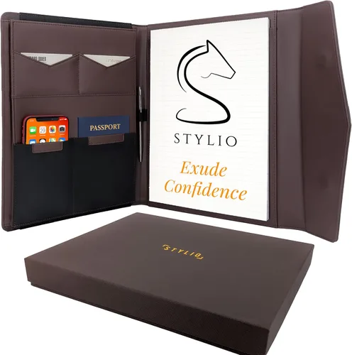 Vista 14 de STYLIO - Padfolio, carpeta organizadora de portafolio p/currículum/entrevista, documento legal, tarjeta comercial, bloc de notas tamaño carta Negro