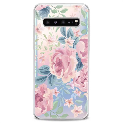 Vista 4 de Funda compatible con Samsung A91 A54 A52 A51 A50 A20 A11 A12 A13 A14 A03s A02s Floral Green Roses Vintage Slim Fit Flowers Cute Blue Print Pink