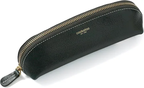 Vista 9 de Cockatoo Estuche para lápices de piel auténtica, soporte para accesorios, bolsa de papelería, estuche con cremallera para el trabajo y la oficina