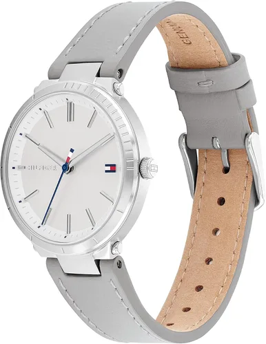 Vista 2 de Tommy Hilfiger Reloj de cuarzo de acero inoxidable y correa de cuero para mujer color beige modelo 1782410 Blanco Reloj de cuarzo