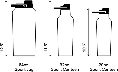 Vista 5 de Corkcicle Sport Canteen Botella de agua aislada de acero inoxidable para viajes y gimnasio, triple aislamiento, a prueba de fugas, mango plegable