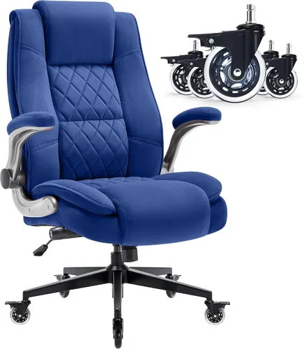 Vista 8 de Silla ergonómica de escritorio con respaldo alto, silla de oficina de tela Negro