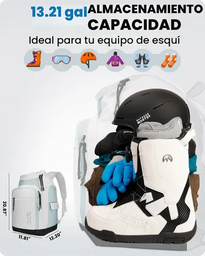 Vista 2 de OutdoorMaster Bolsa para botas de esquí de 50 l - Mochila de viaje para botas de esquí y snowboard con compartimento para casco Exterior e