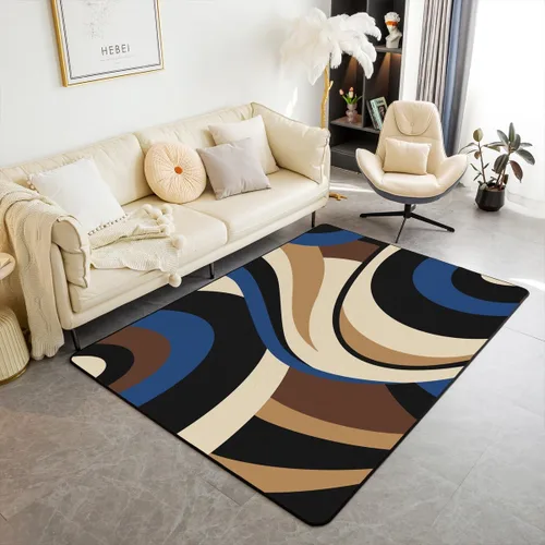 Vista 38 de Alfombra de área en espiral colorida de 3 x 5 pies, abstracta y moderna geométrica, decoración de remolinos, antideslizante, para hombres, mujeres