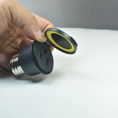 Vista 2 de Adaptador de bombilla impermeable E26/E27, adaptador de enchufe de luz de 3 clavijas a enchufe, adaptador de enchufe de bombilla polarizada superior