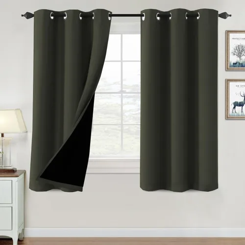 Vista 140 de H.VERSAILTEX Cortinas 100% de opacidad para dormitorio, con aislamiento térmico, cortinas opacas de 63 pulgadas de largo, cortinas de bloqueo