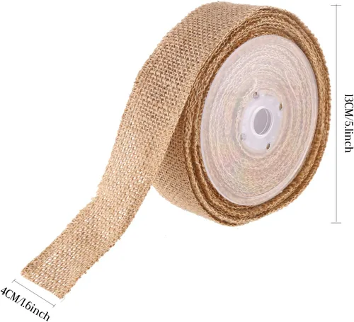Vista 3 de DECORA 10 yardas de cinta de arpillera natural con lazo para moño, 2 pulgadas de ancho