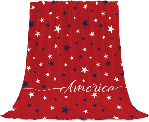 Vista 32 de YeeJu Manta de bandera estadounidense para bebé, patriótica para el 4 de julio, Día de los Caídos, 4 de julio, manta de forro polar para niños